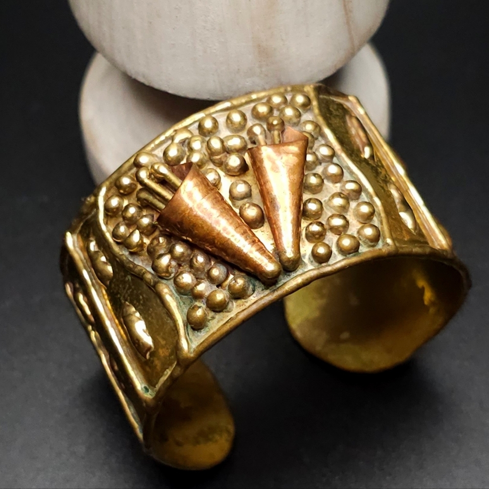 Vintage EXART brutalist brass and copper bracelet. Hecho En Mexico. - Picture 6 of 10